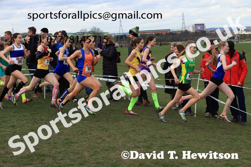 Junior Girls 2024 English Schools Cross Country Champs., Pontefract, March 16th.  Photo: David T. Hewitson/Sports for All Pics